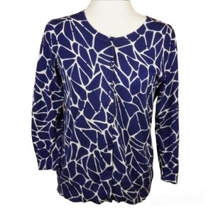 Pendleton Blue and White Block‎ Design Cardigan Sweater Size Small